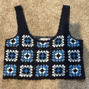 Sincerely Jules Navy and Blue Crochet Crop Top